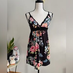 La Vie En Rose Black Floral Chemise